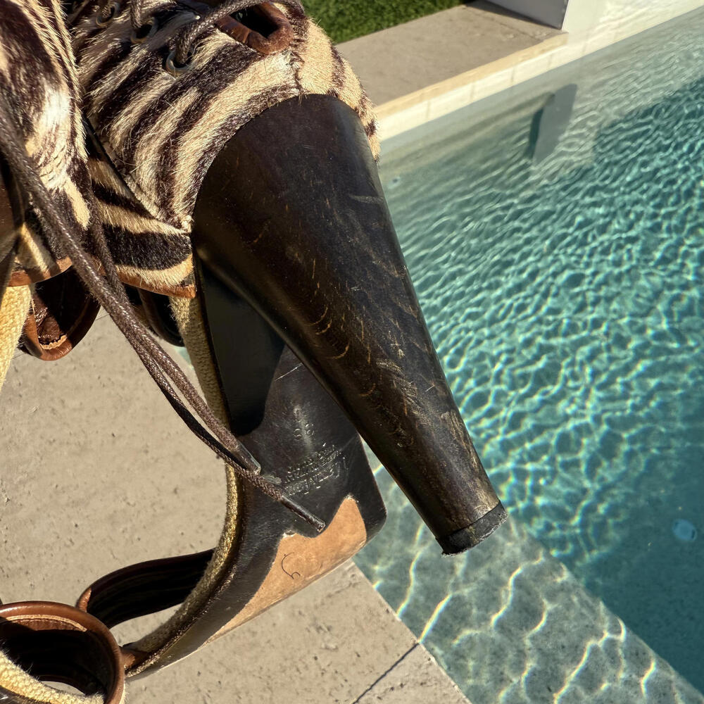 Vintage Max Mara Women's Zebra Print Ankle Strap Sandals 2005 - Picture 7 of 9